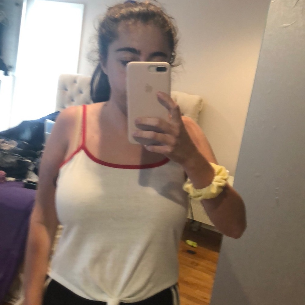 White t tank with red straps!!